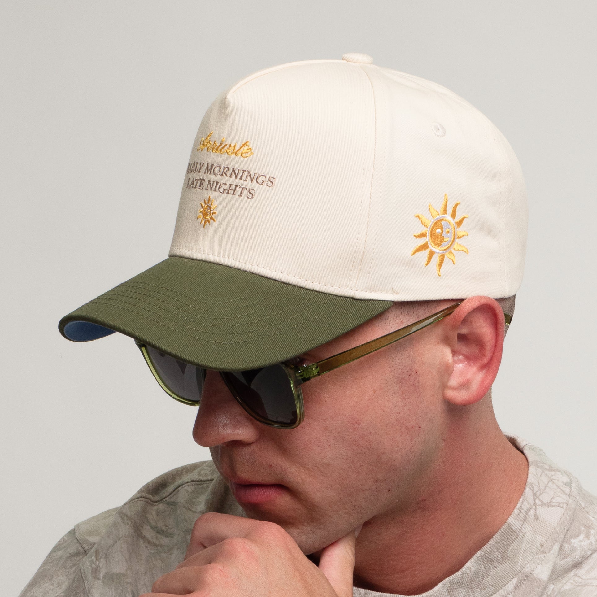 The Early Late Snapback // Dark Green & Creme