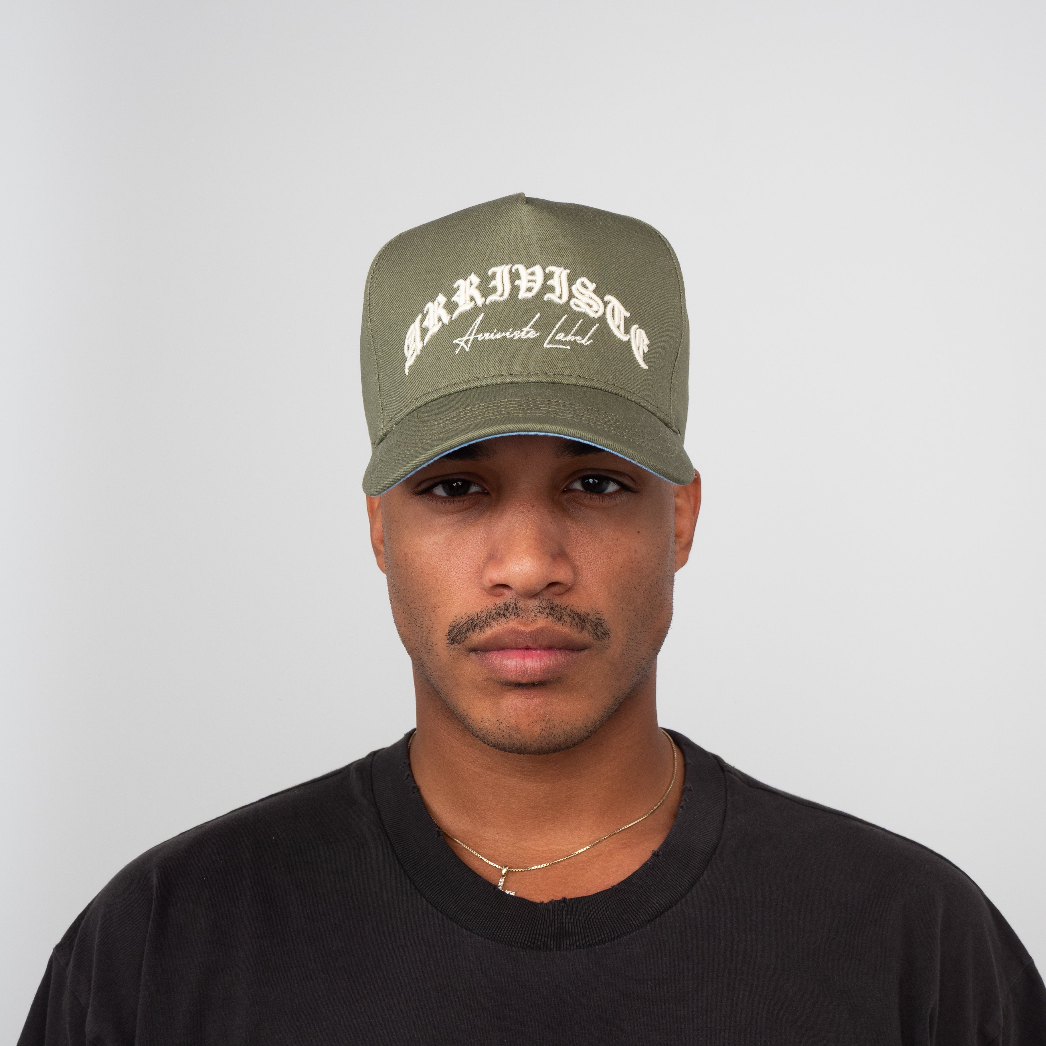 The Old English Snapback // Army Green & White